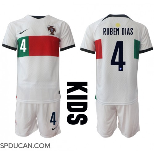 Dječji Nogometni Dres Portugal Ruben Dias #4 Gostujuci SP 2022 Kratak Rukav (+ Kratke hlače)